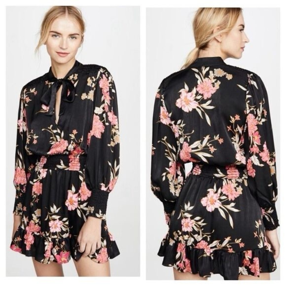 MISA Floral Iyana Tie-Neck Mini Dress - Picture 4 of 8